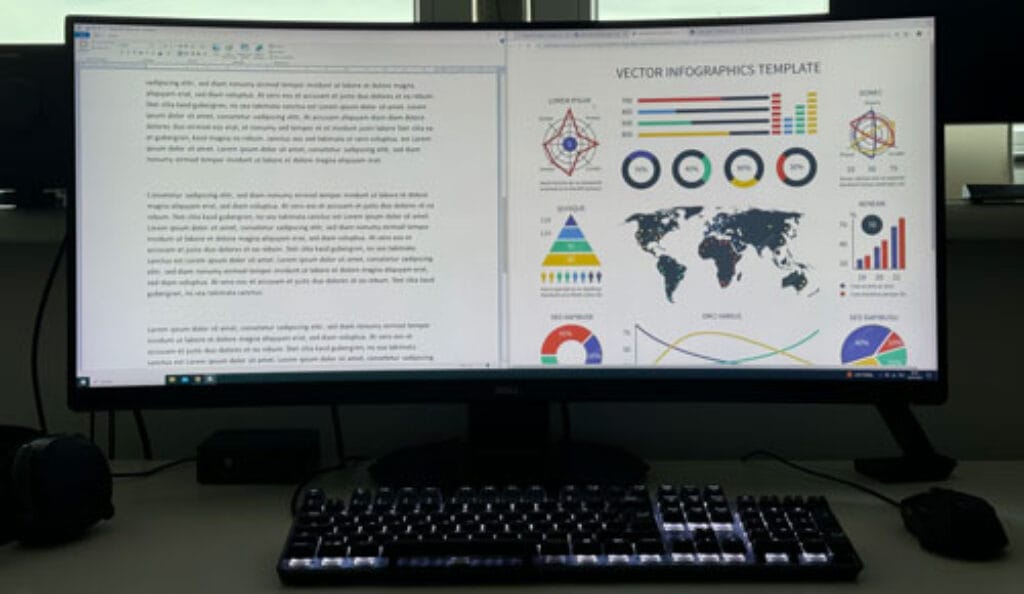 Dell Monitor mit 2 Anwendungen