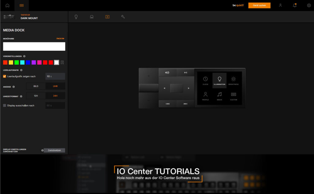 IO Center WEB Konfiguration Display