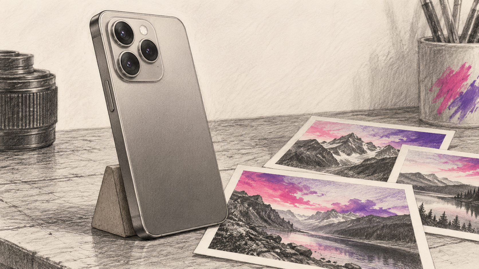 Generisches Kamera-Smartphone als symbolische Zeichnung, keine Modellabbildung.