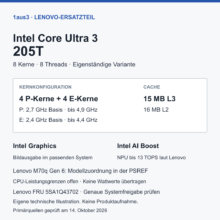Intel Core Ultra 3 205T im Review: acht Kerne und Benchmarks